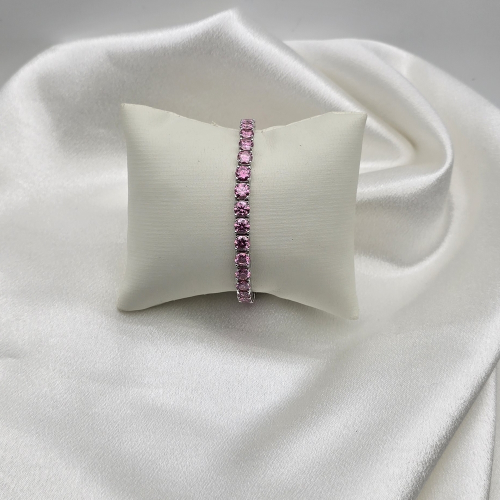18k White Gold Over Sterling Silver 925 Pink Moissanite Gemstone Bracelet
